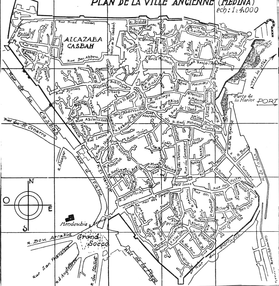 Quartier : Carte de la Médina de Tanger.